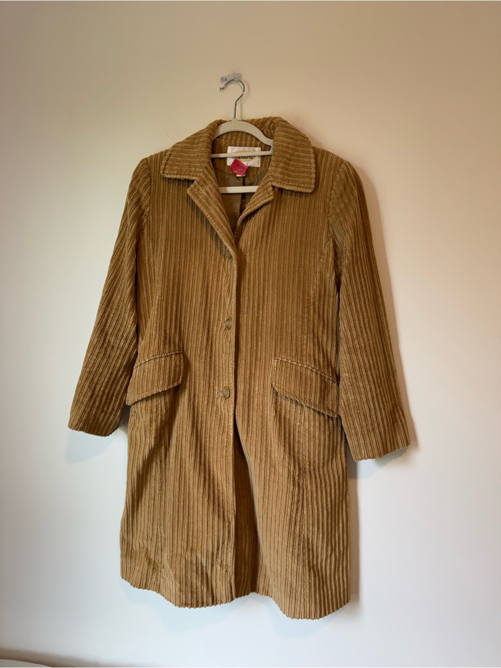 Vintage Talbots Corduroy Long Coat in Camel Sz 4